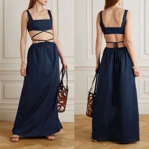 Agua By Agua Bendita Peonia Maxi Dress In Navy Women’s Size Small